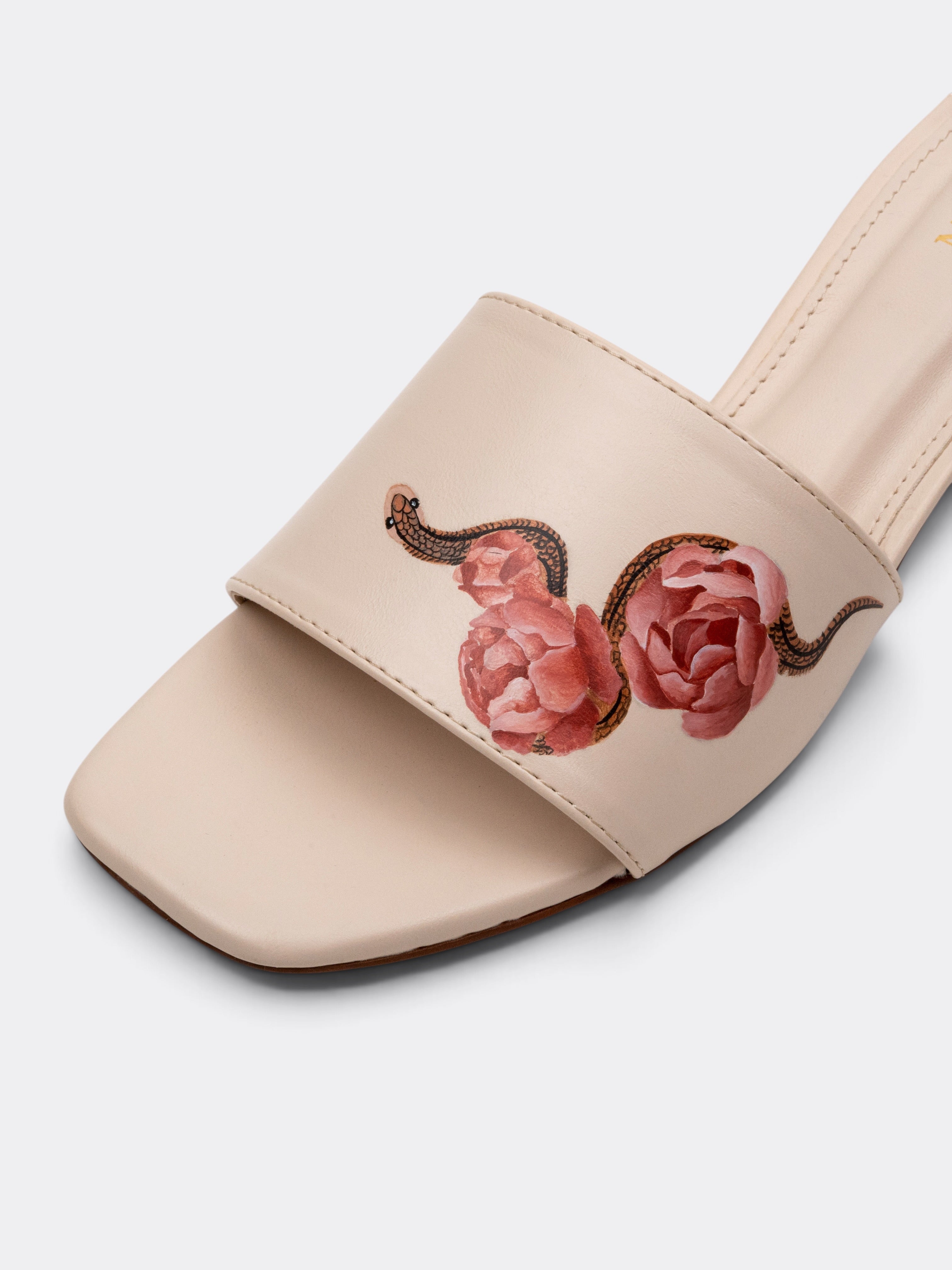 CHLLEN WILDBLOOM Peony Serpent Hand-Painted Block Heel
