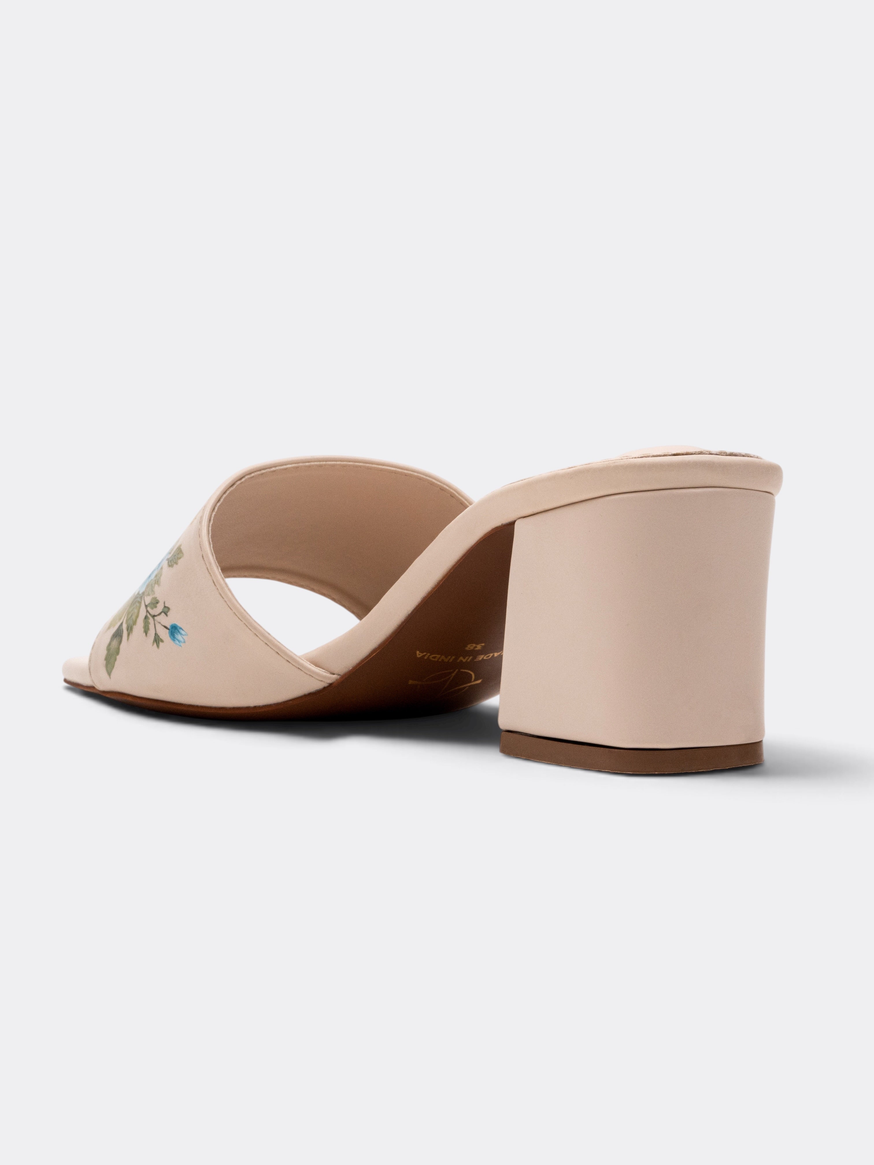 CHLLEN WILDBLOOM Azure Bloom Hand-Painted Block Heel