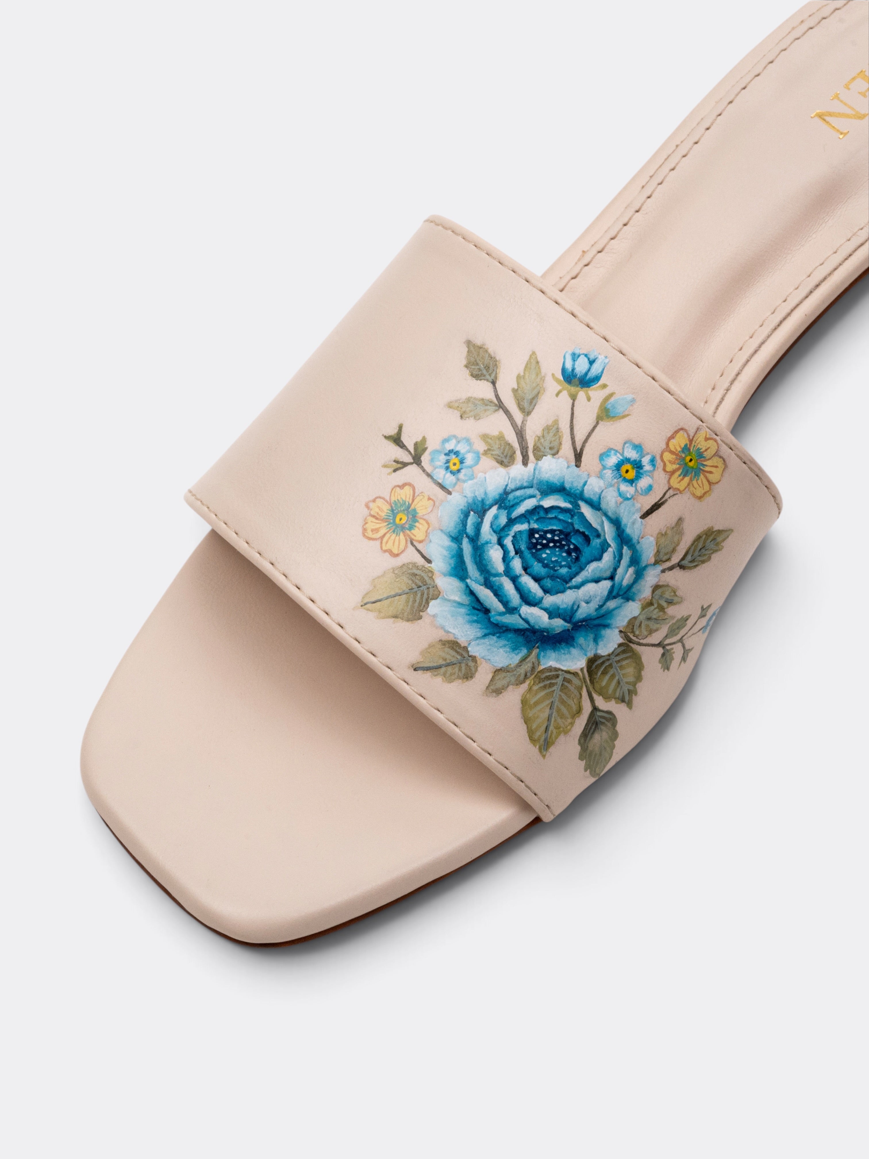 CHLLEN WILDBLOOM Azure Bloom Hand-Painted Block Heel