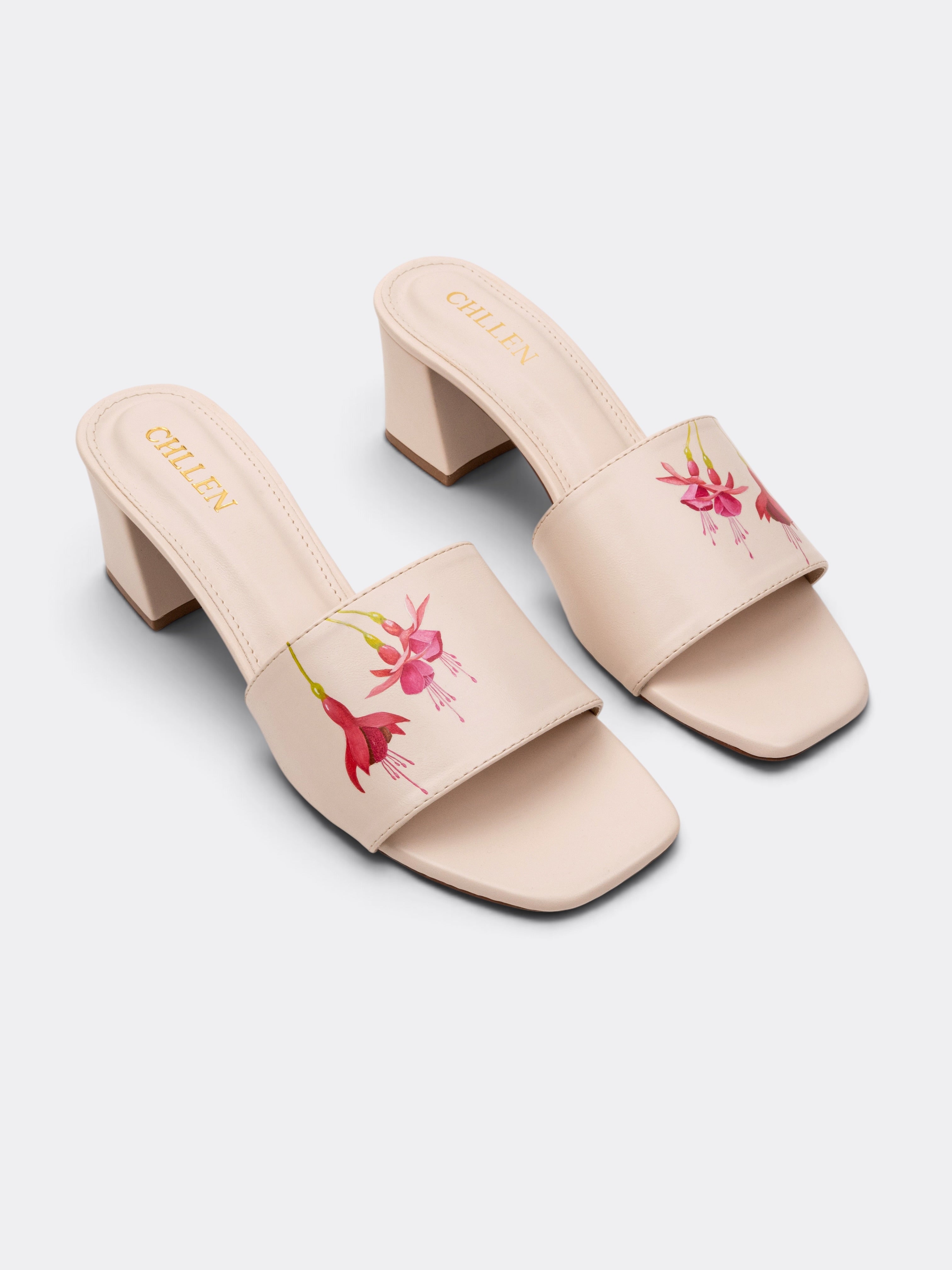 CHLLEN WildBloom Hand-Painted Floral Block Heel