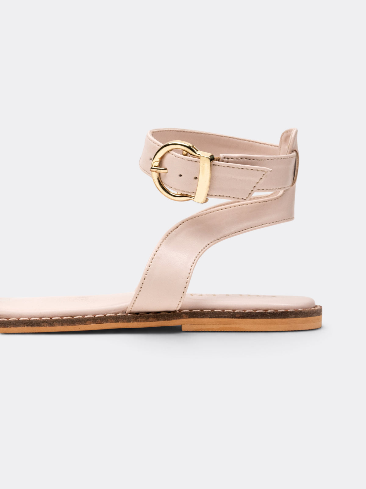 CHLLEN Siena Ivory Buckle Strap Flat Sandals