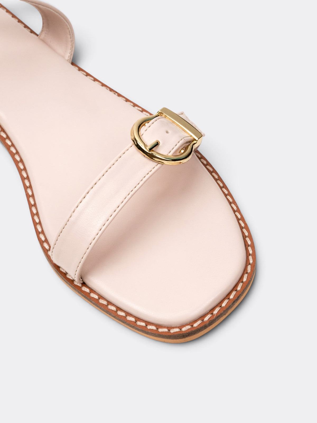CHLLEN Siena Ivory Buckle Strap Flat Sandals