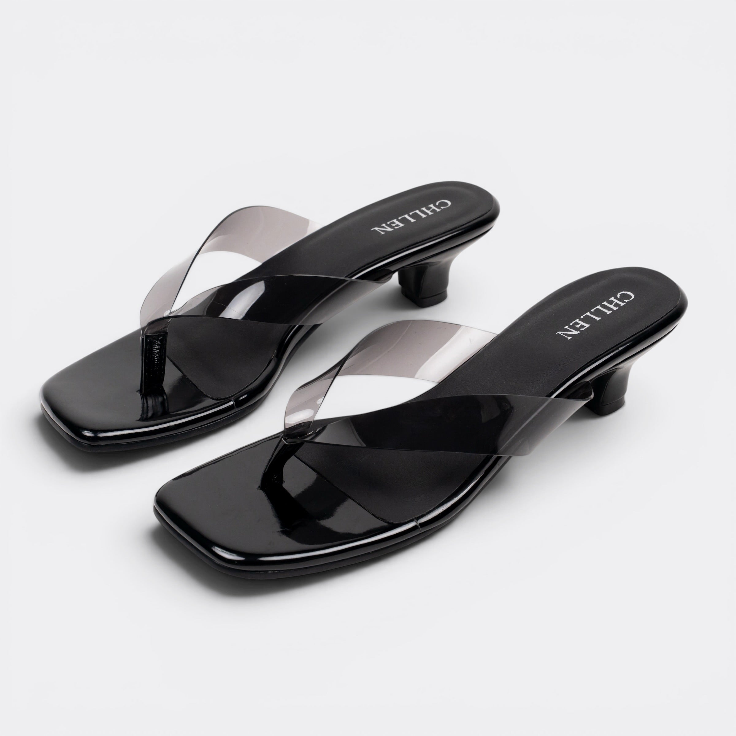 CHLLEN Luxe Clear Strap Kitten Heel