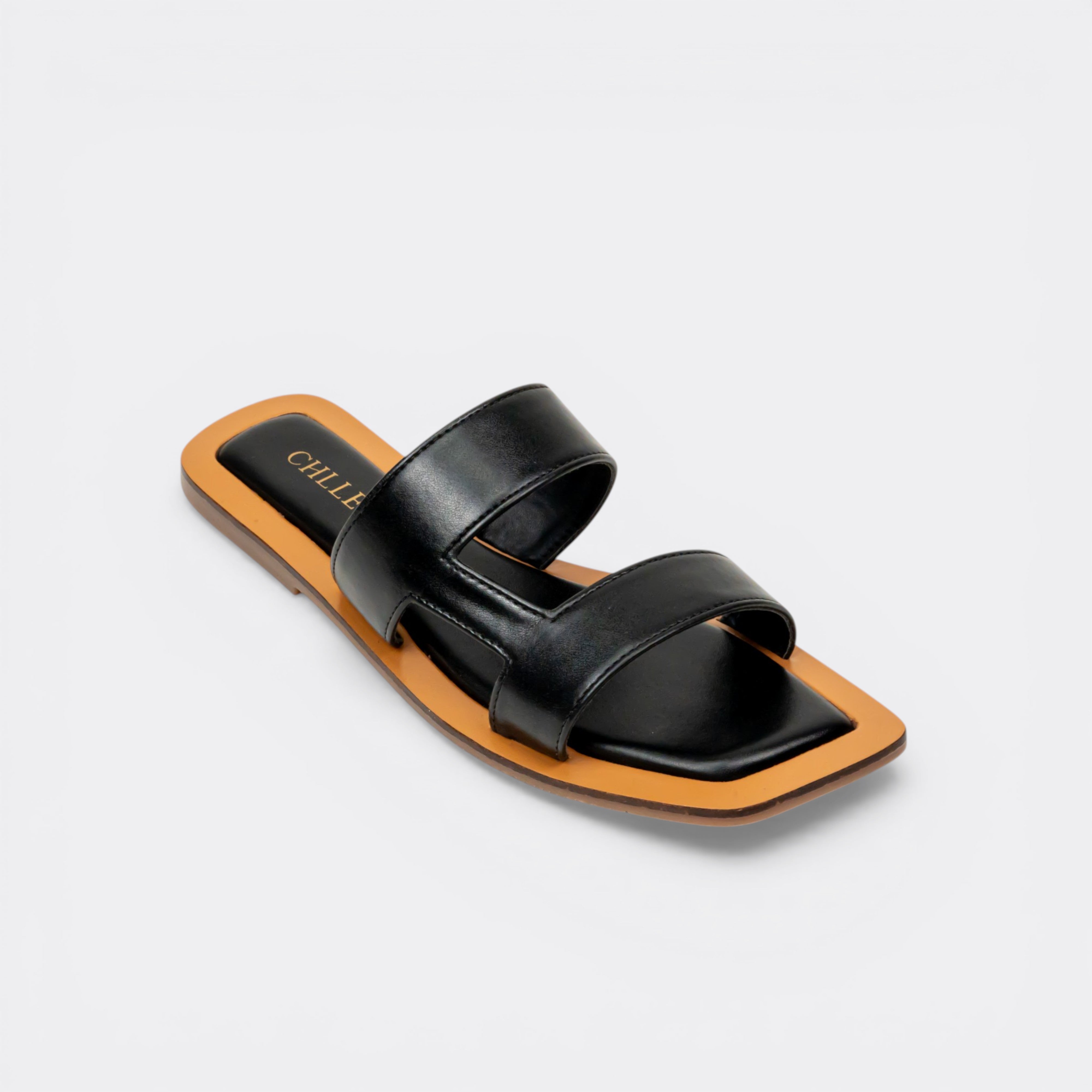 CHLLEN Noir Double Strap Flats