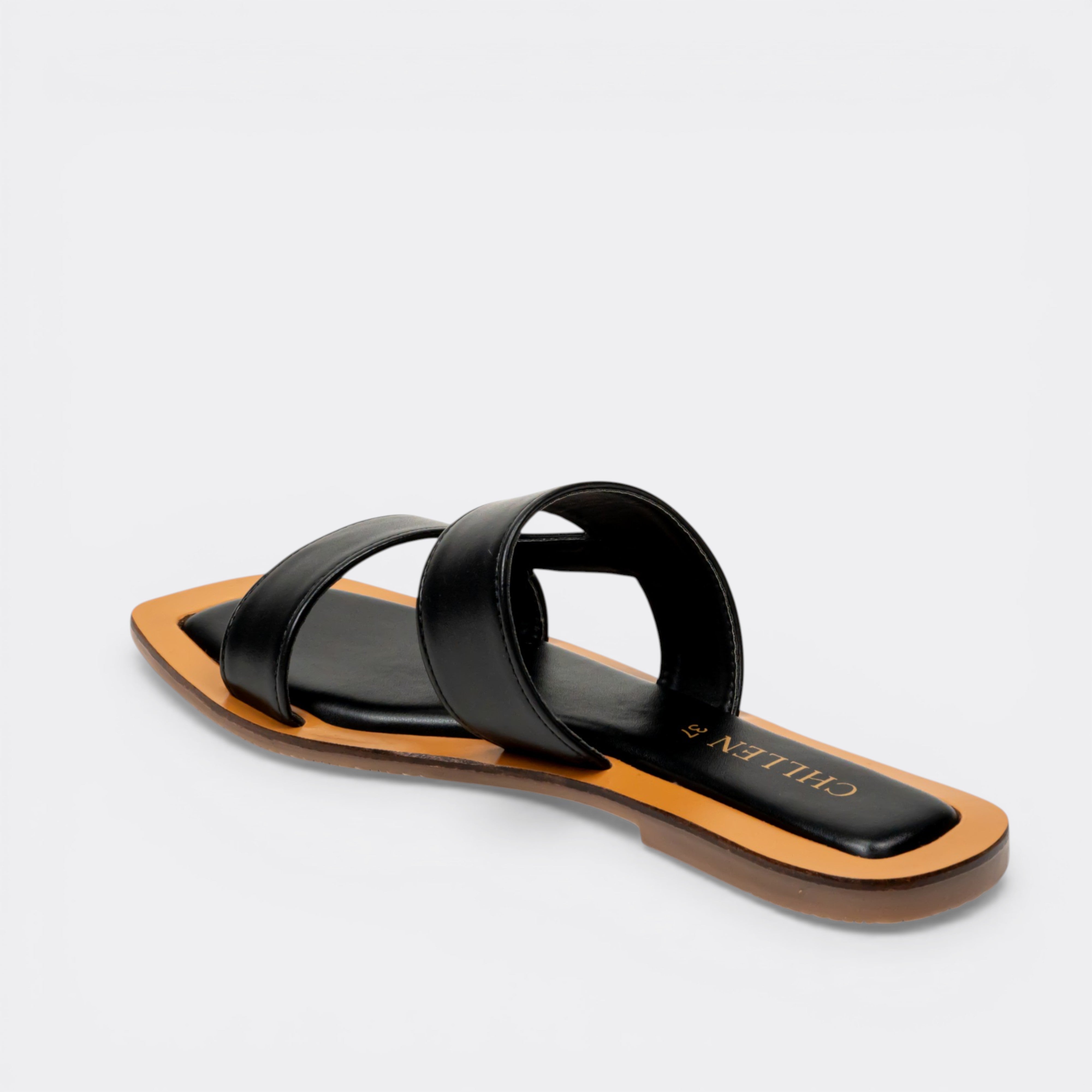 CHLLEN Noir Double Strap Flats