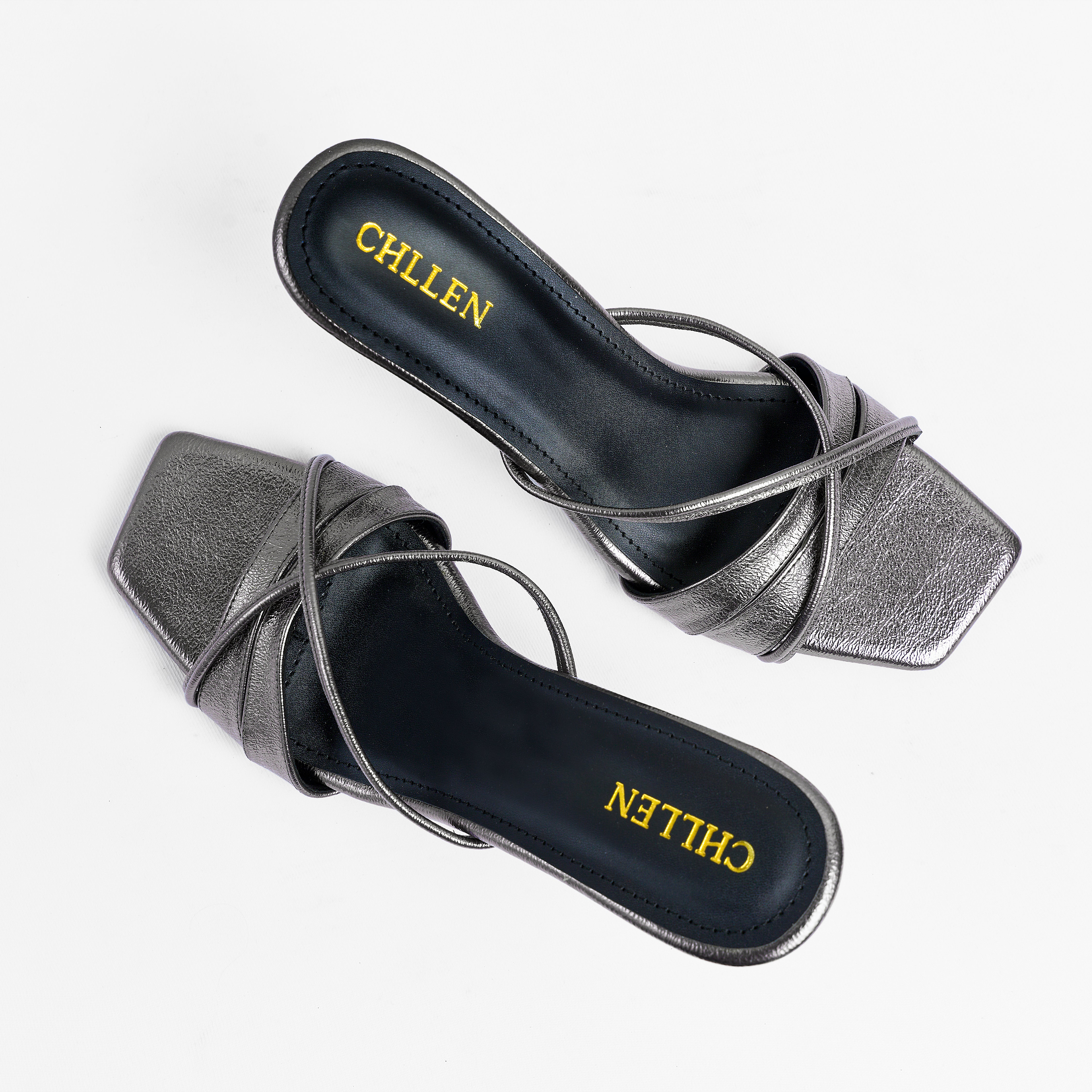 The "Aurelia" Pewter Metallic Stiletto Mule