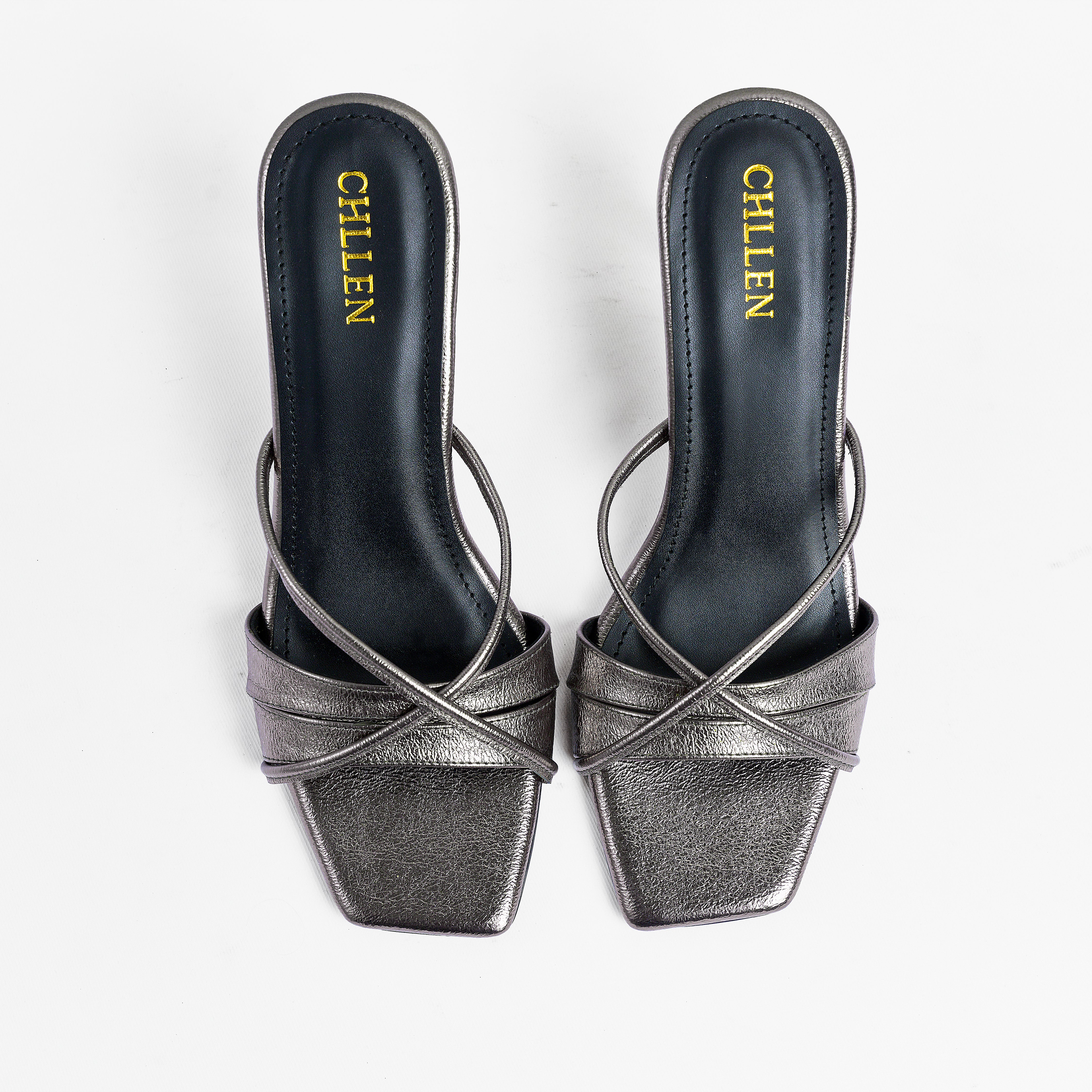 The "Aurelia" Pewter Metallic Stiletto Mule