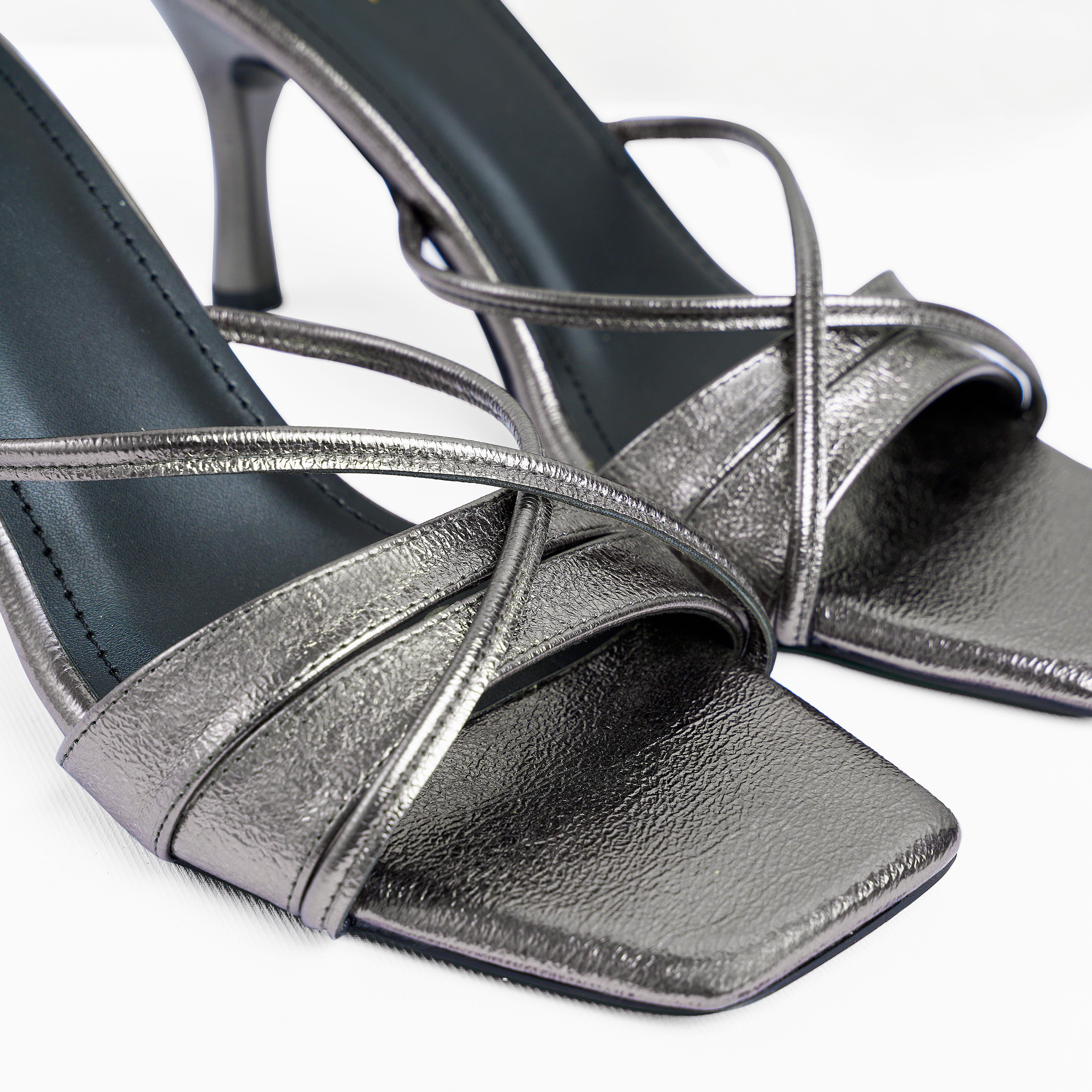 The "Aurelia" Pewter Metallic Stiletto Mule