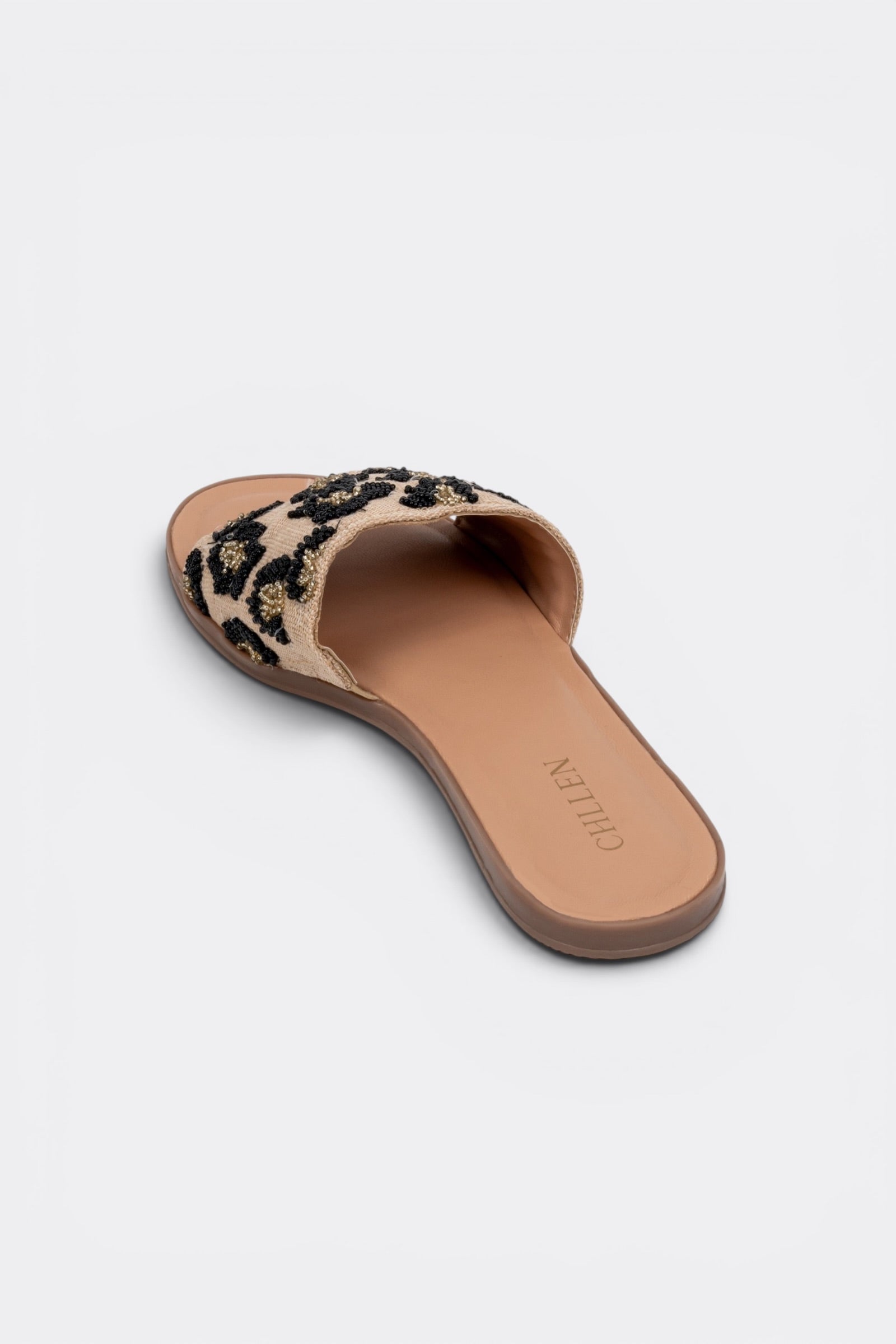 CHLLEN Beaded Leopard Slide Flats