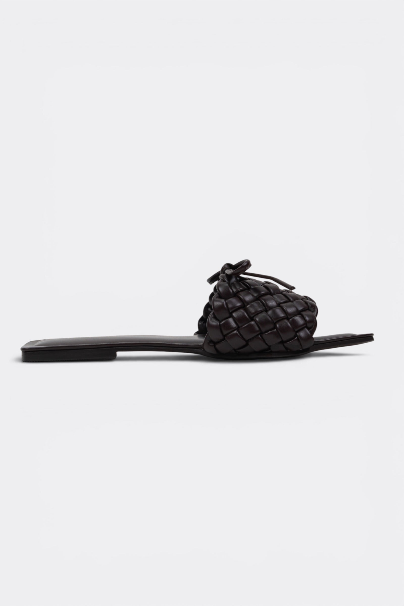 CHLLEN Signature Chocolate Brown Woven Bow Flats