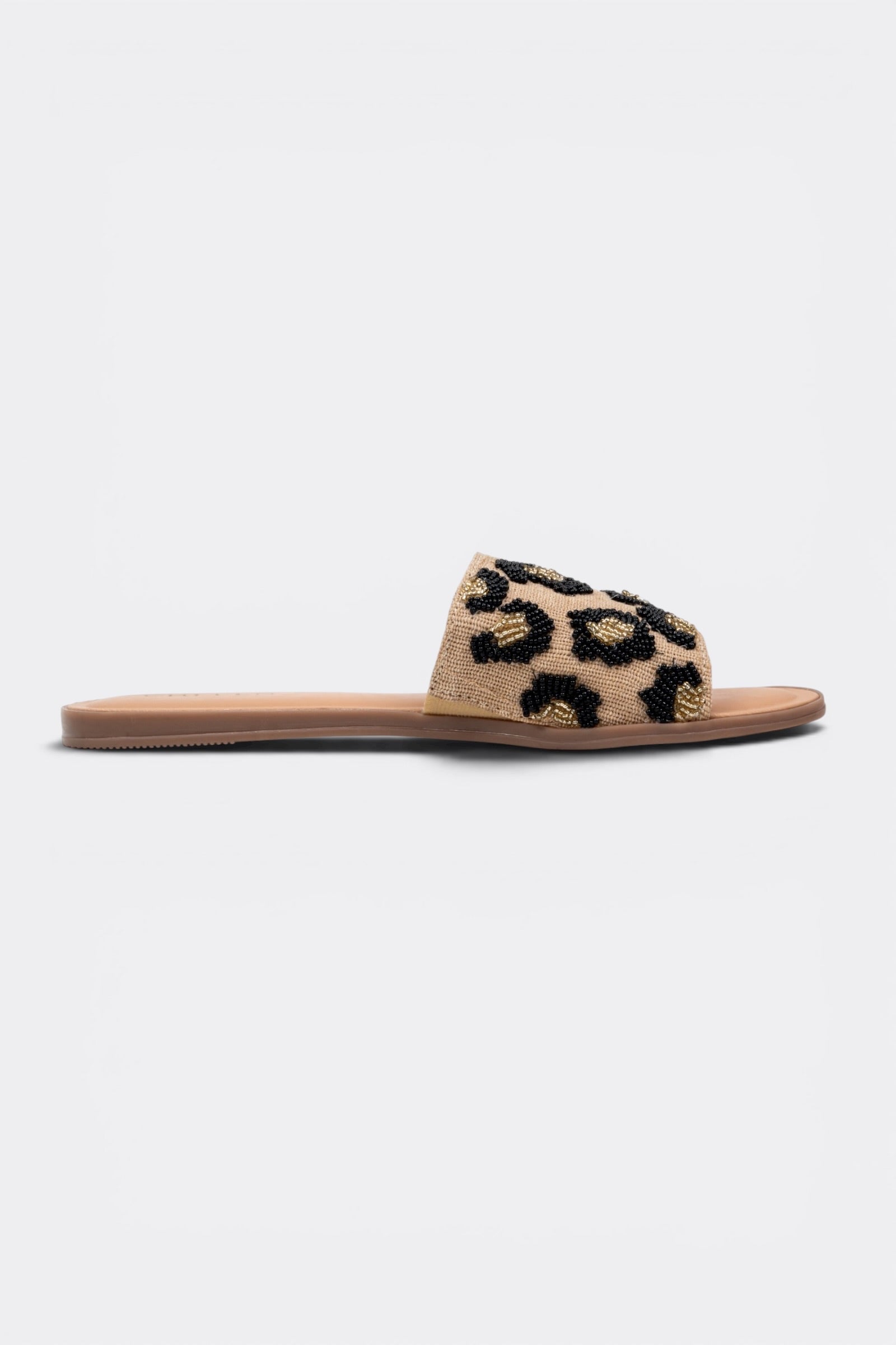 CHLLEN Beaded Leopard Slide Flats