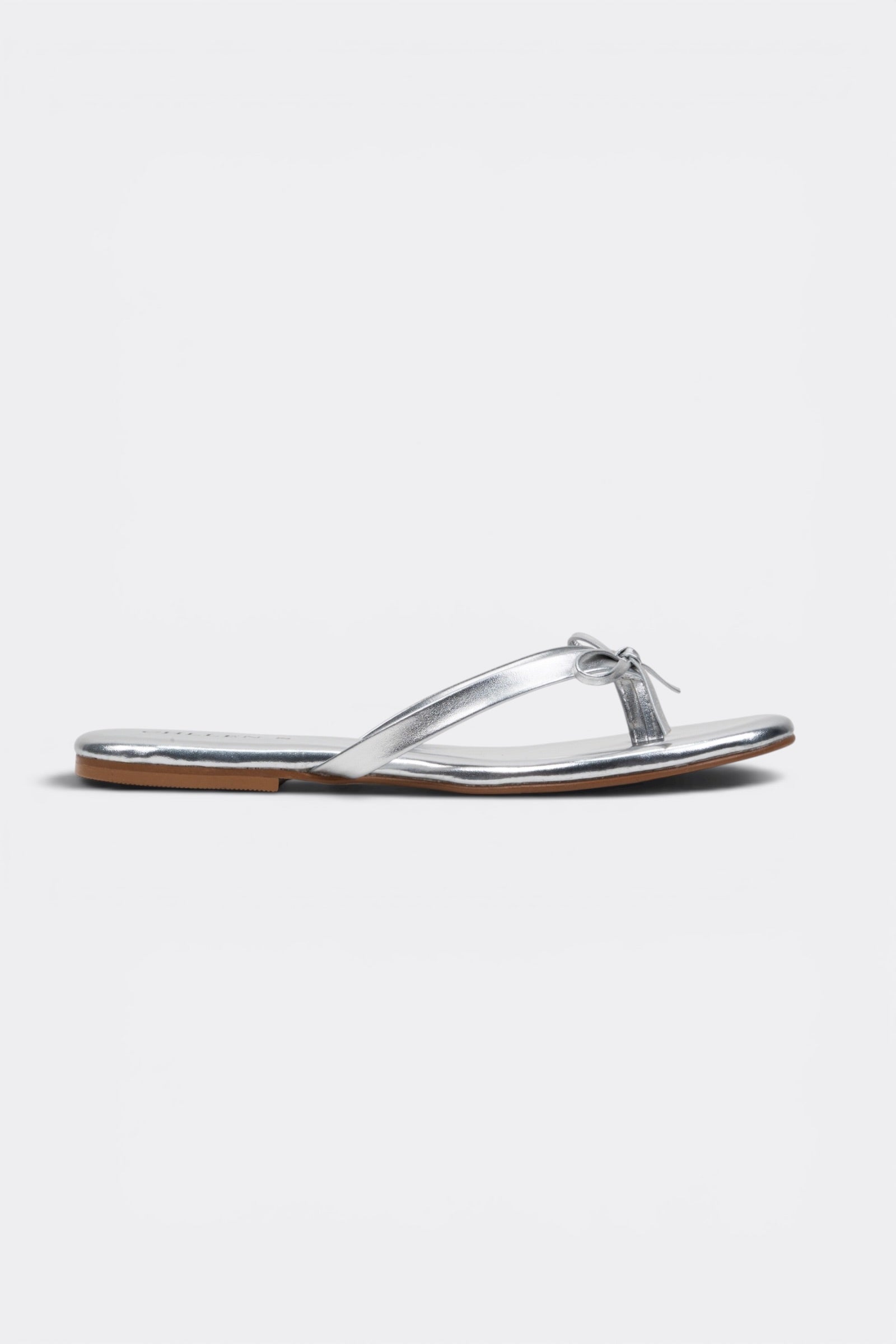 CHLLEN Silver Bow Toe-Ring Flats