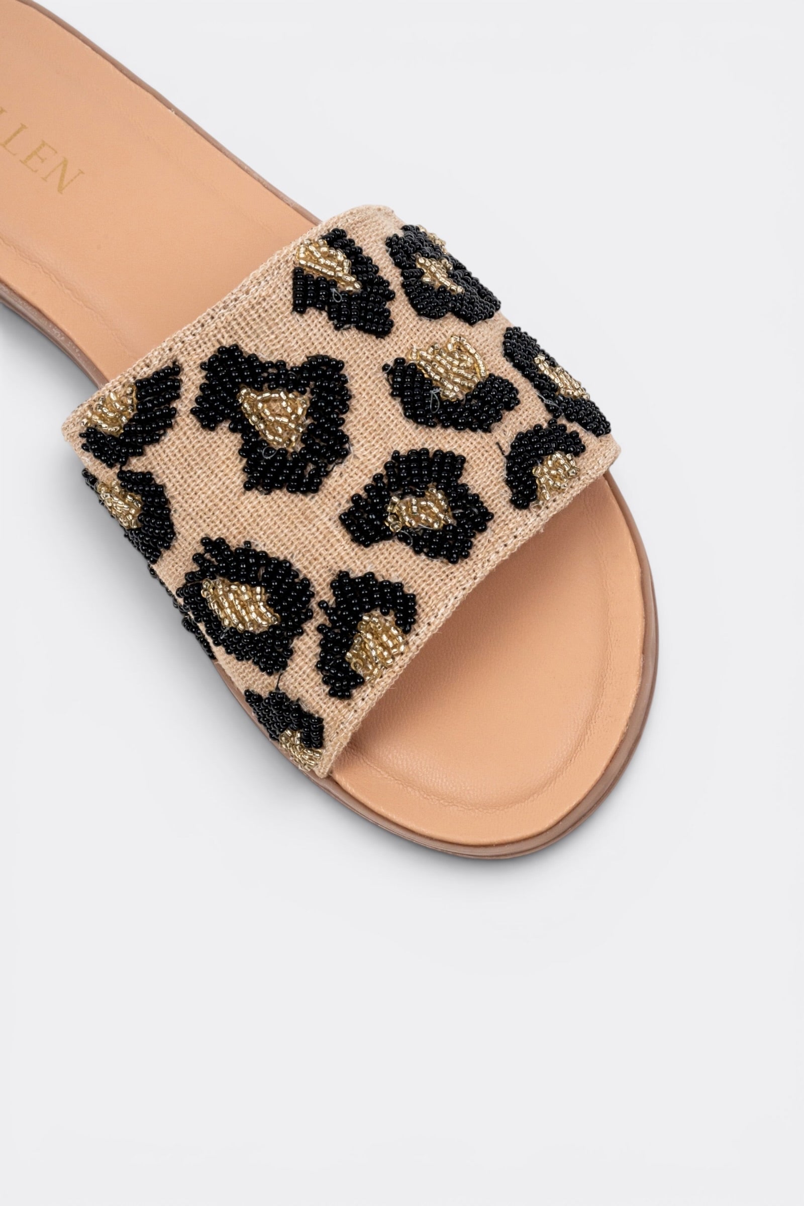 CHLLEN Beaded Leopard Slide Flats