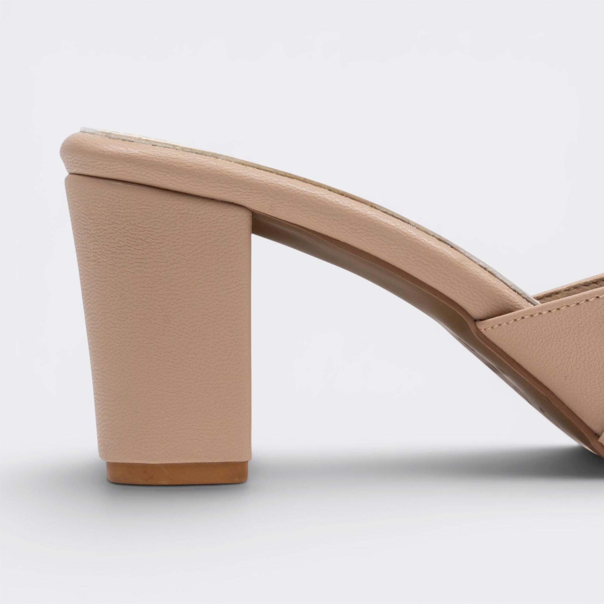 CHLLEN Taupe Metal Accent Strap Heels