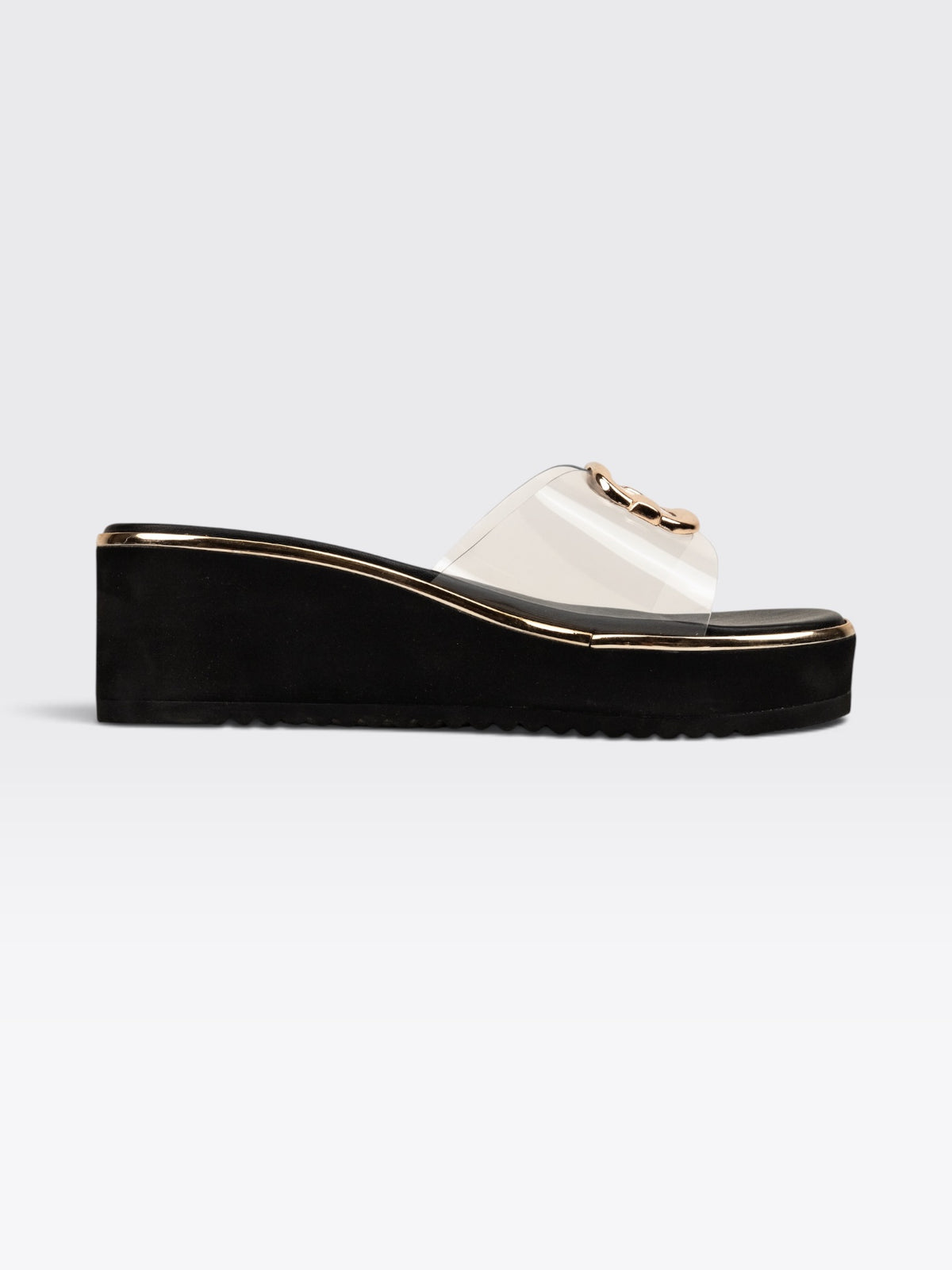 CHLLEN Black Transparent Wedge Heels