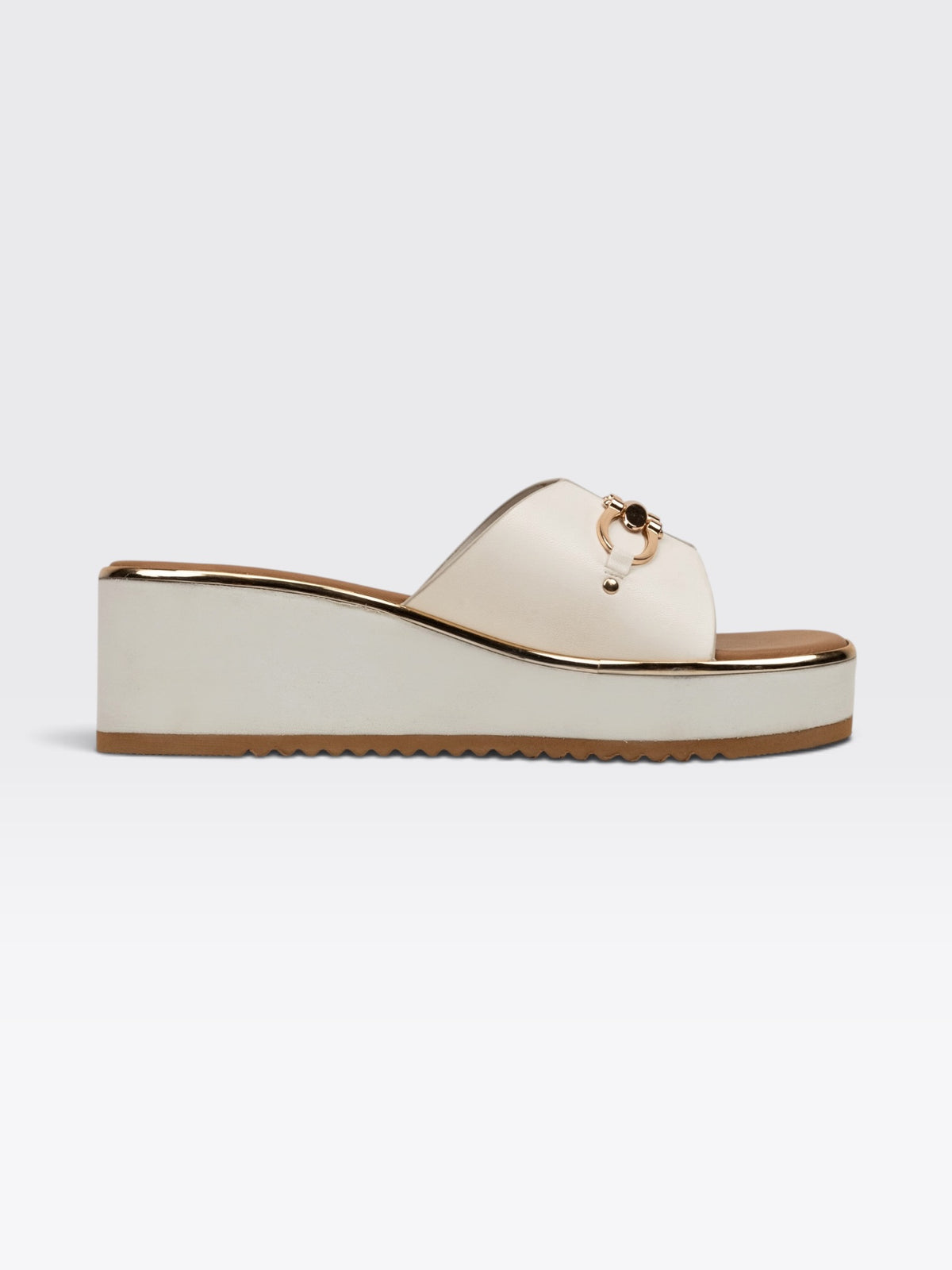 CHLLEN Beige White Transparent Wedge Heels