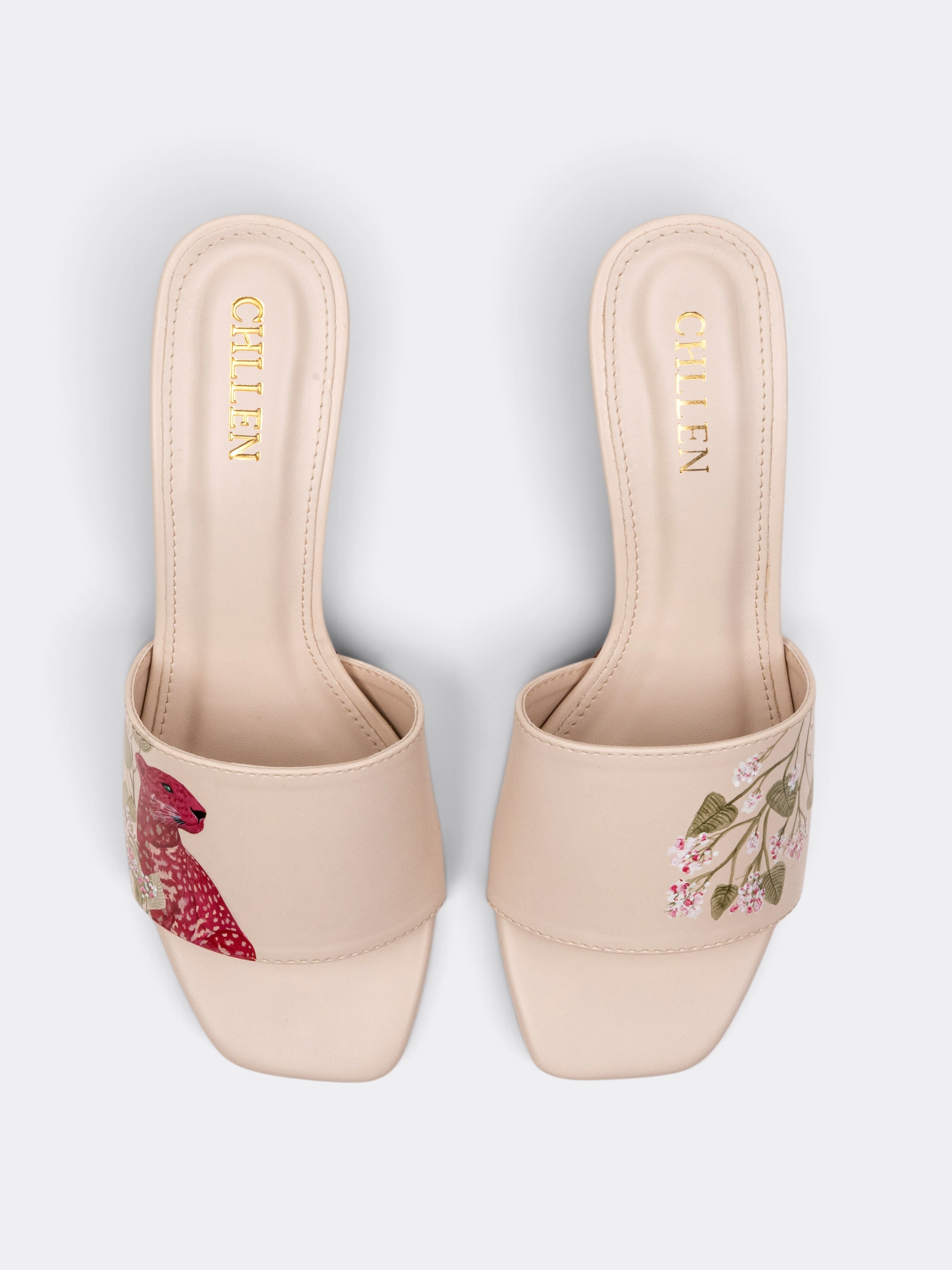 CHLLEN WILDBLOOM Crimson Wild Hand-Painted Block Heel