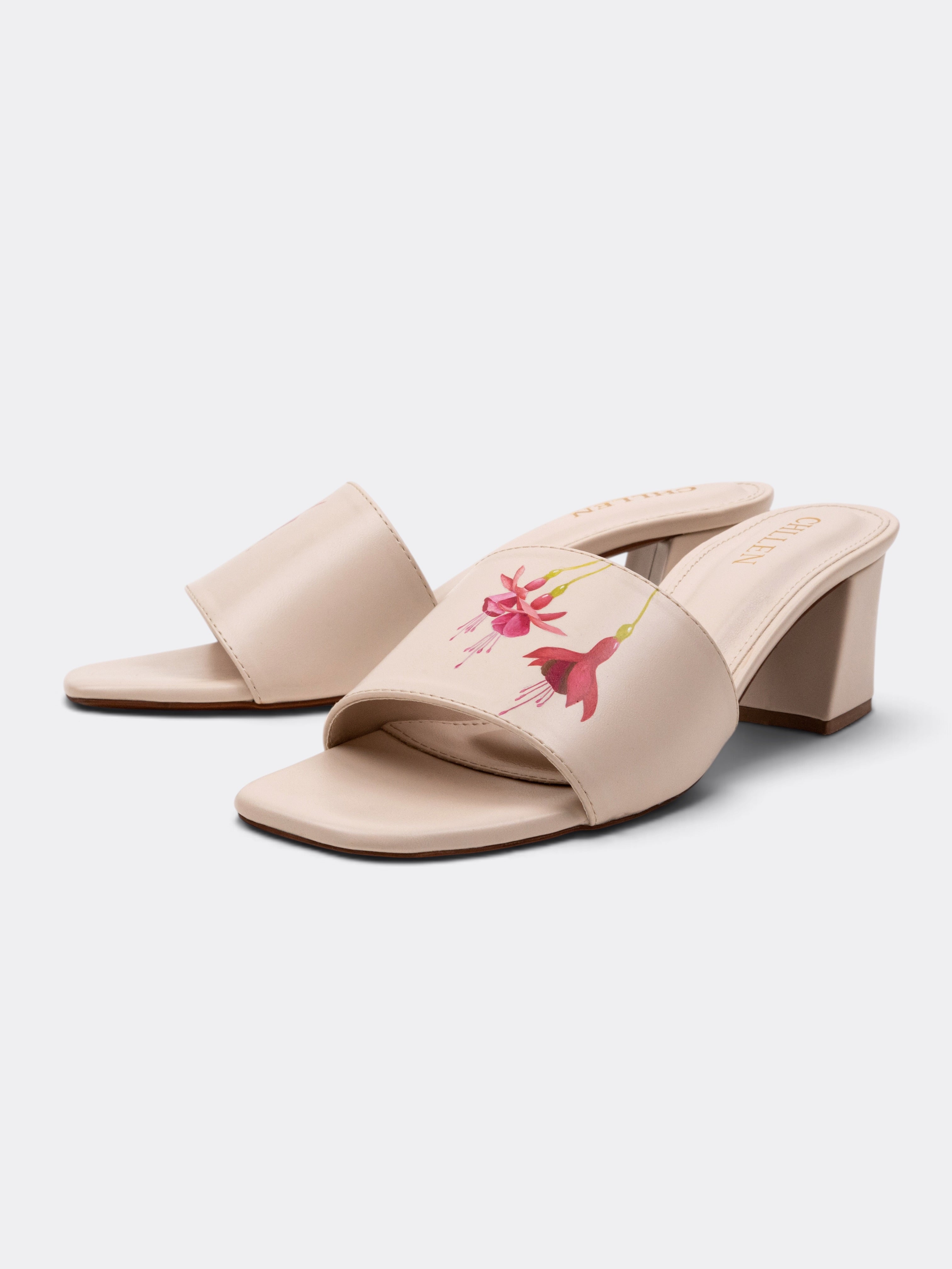 CHLLEN WildBloom Hand-Painted Floral Block Heel