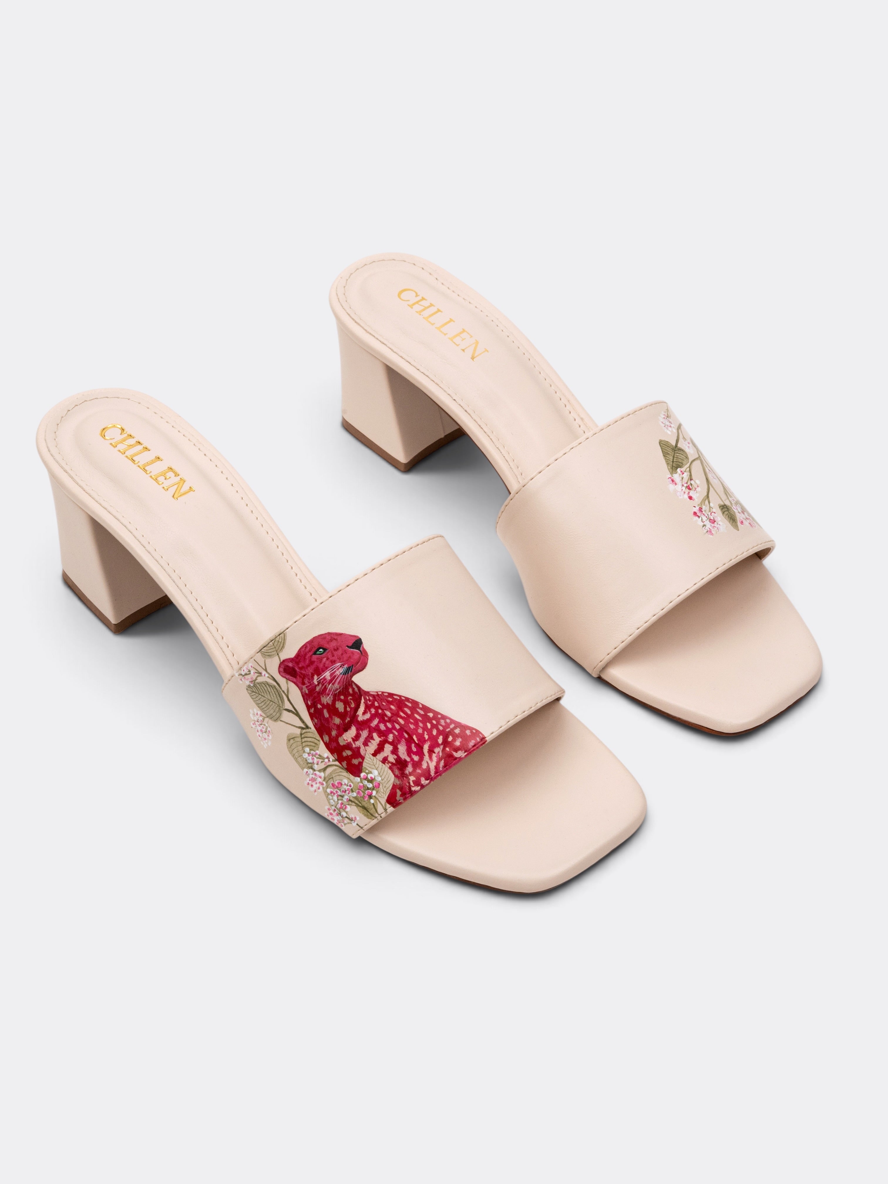 CHLLEN WILDBLOOM Crimson Wild Hand-Painted Block Heel